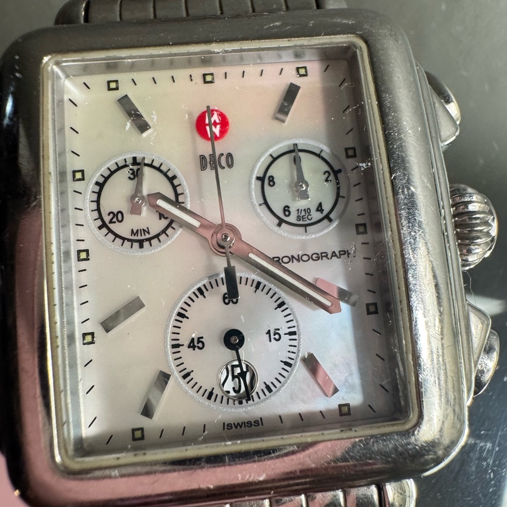 Michelle Silver Square Face Watch. Gently Used. Will fit a wrist size 7 /7.5. - Picture 9 of 9